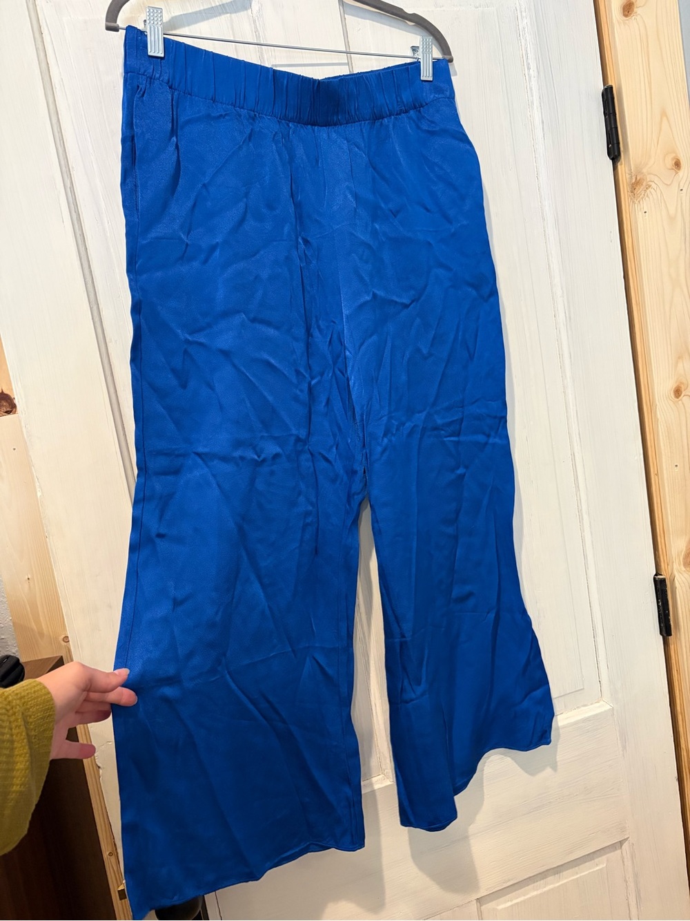 Jcrew Blue Satin cropped wide leg